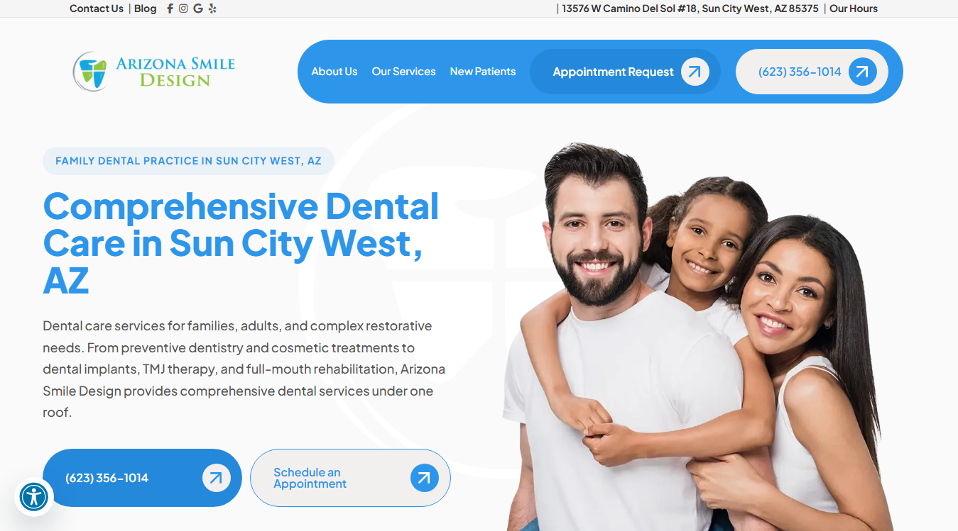 Website screenshot for Arizona Smile Design