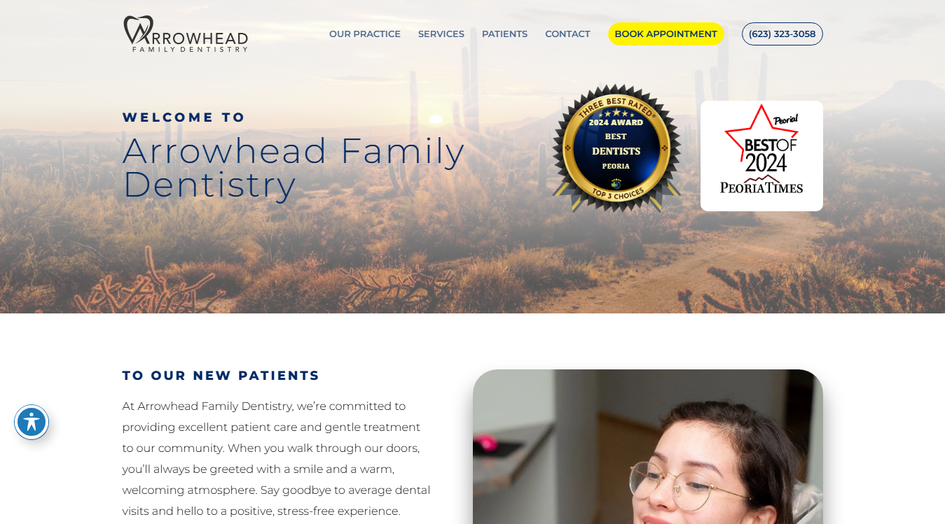 Website screenshot for Arrowhead Family Dentistry