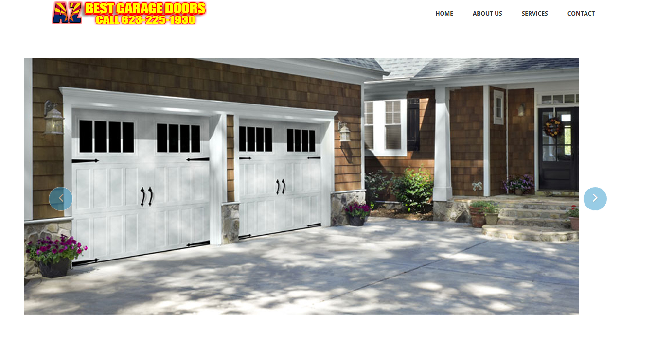 Website screenshot for AZ Best Garage Doors LLC