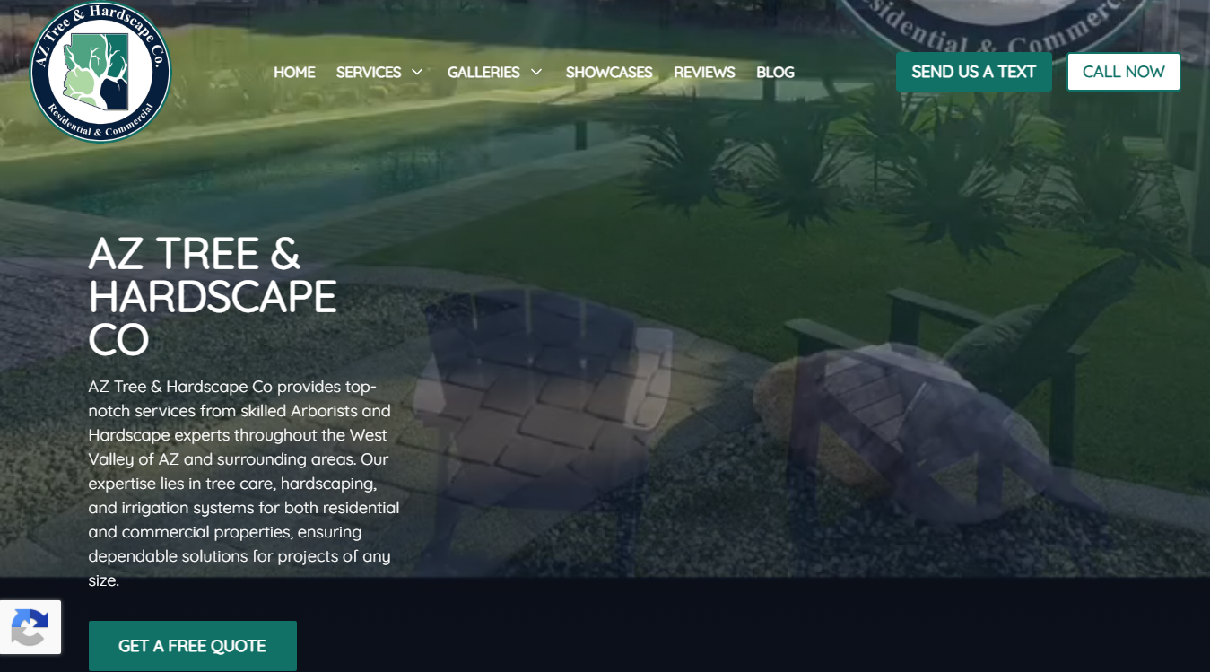 Website screenshot for AZ Tree & Hardscape Co