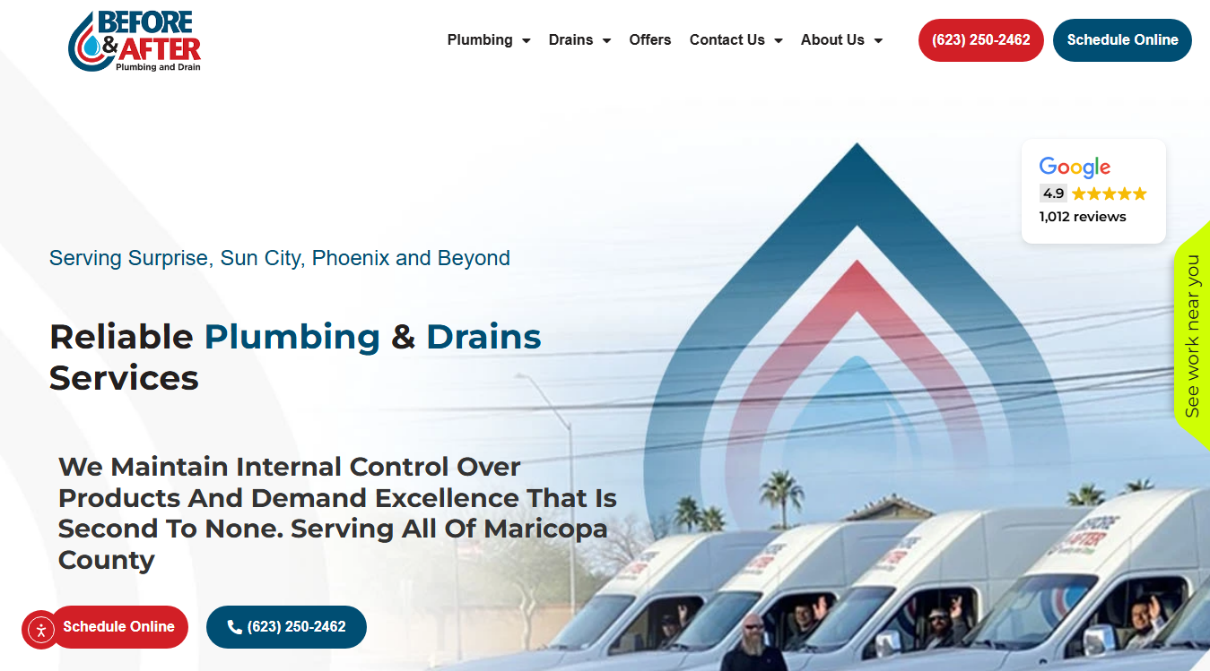 Website screenshot for Before & After Plumbing and Drain, LLC