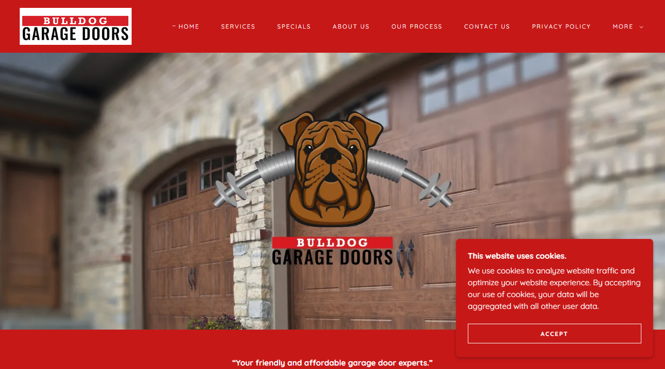 Website screenshot for Bulldog Garage Doors of Peoria, AZ