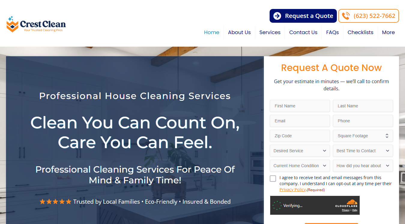 Website screenshot for Crest Clean