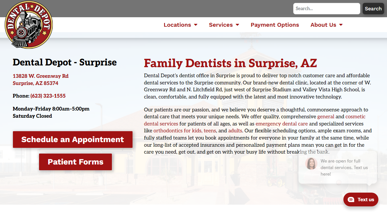 Website screenshot for Dental Depot