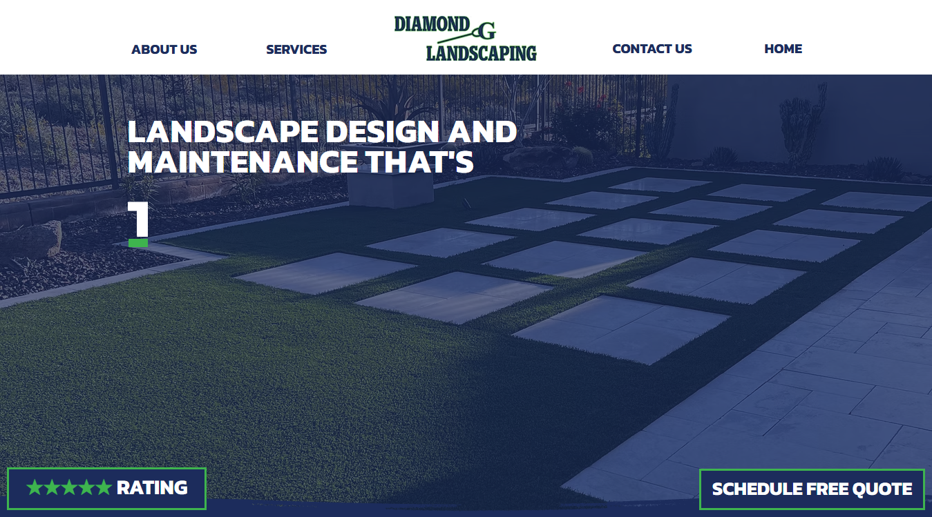 Website screenshot for Diamond G Landscaping