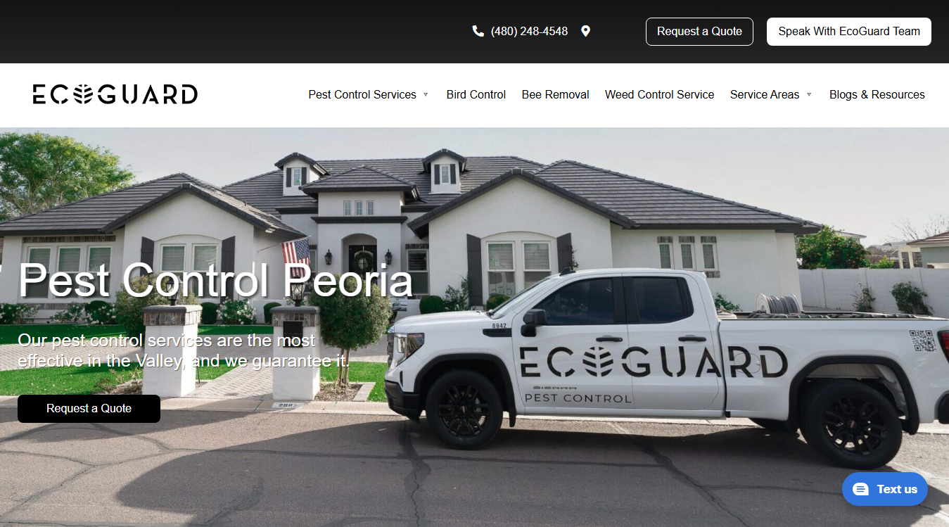 Website screenshot for EcoGuard Pest Control