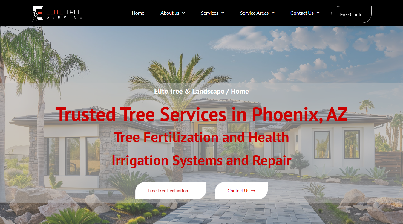 Website screenshot for Elite Tree Service