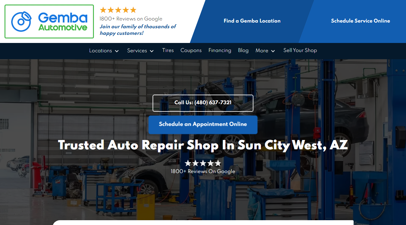 Website screenshot for Gemba Automotive