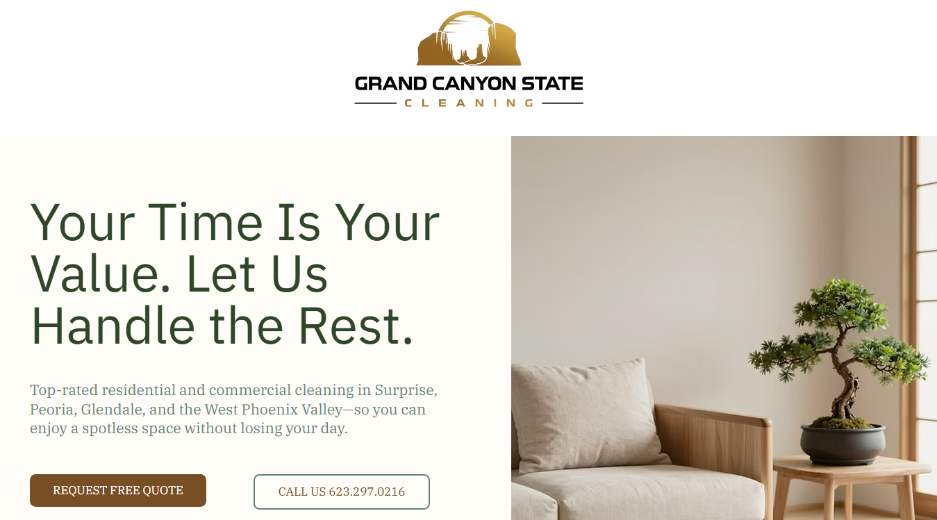 Website screenshot for Grand Canyon State Cleaning