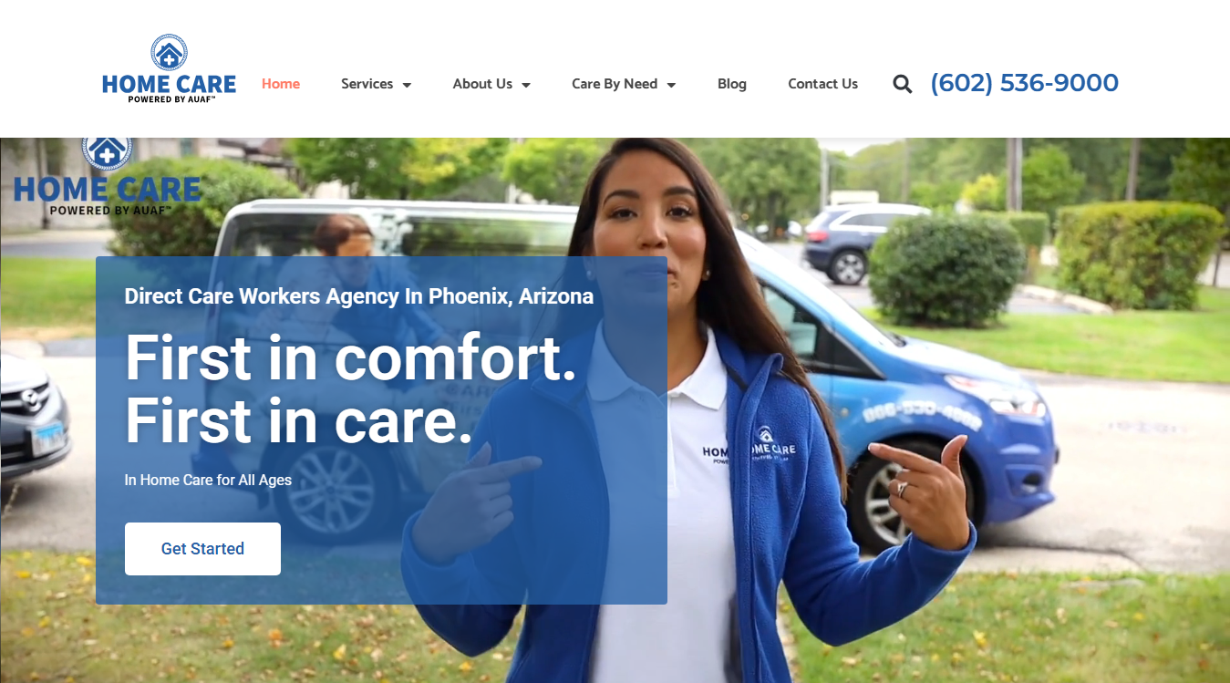 Website screenshot for Home Care Powered by AUAF | Home Care Agency