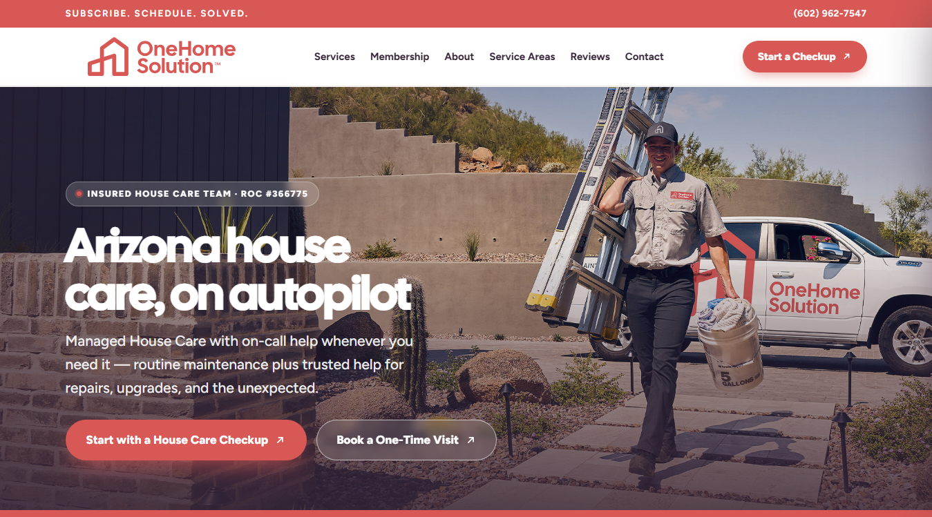 Website screenshot for One Home Solution