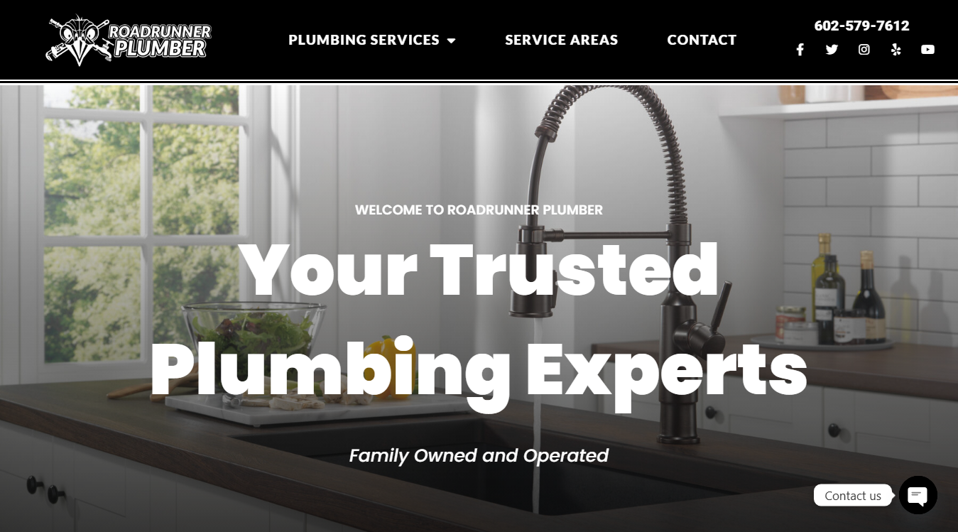 Website screenshot for Roadrunner Plumber