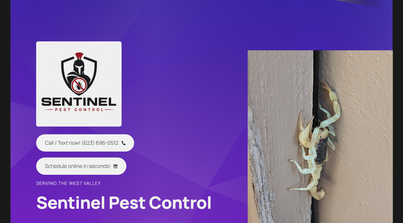 Website screenshot for Sentinel Pest Control