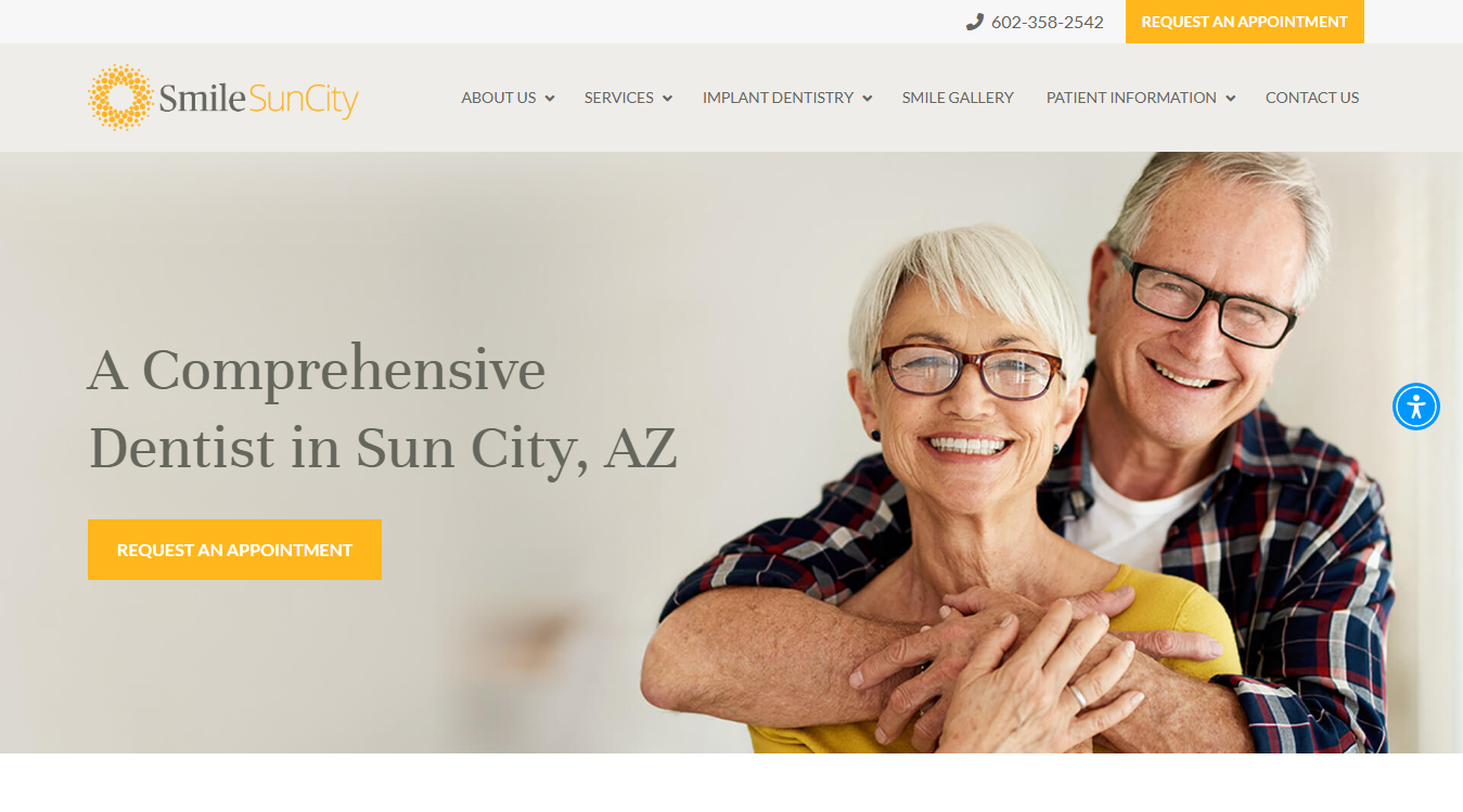 Website screenshot for Smile Sun City
