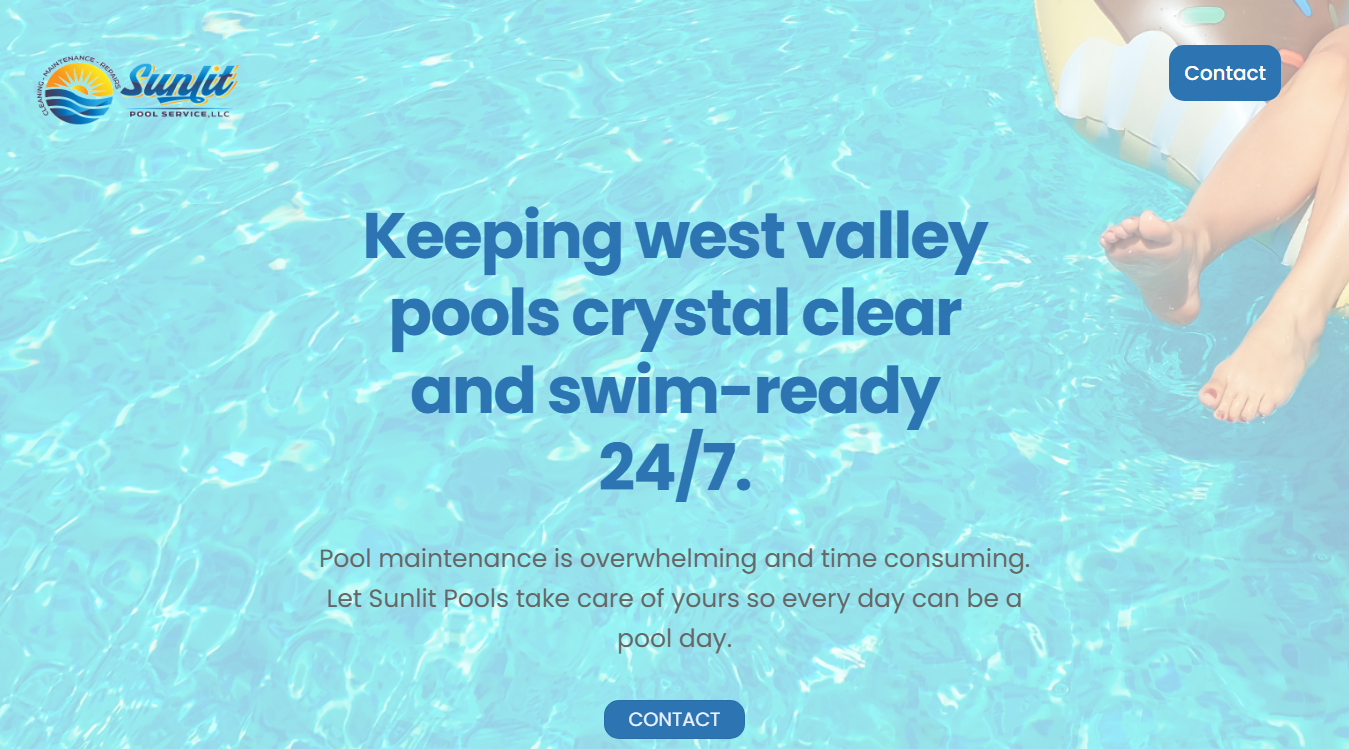 Website screenshot for Sunlit Pool Service, LLC