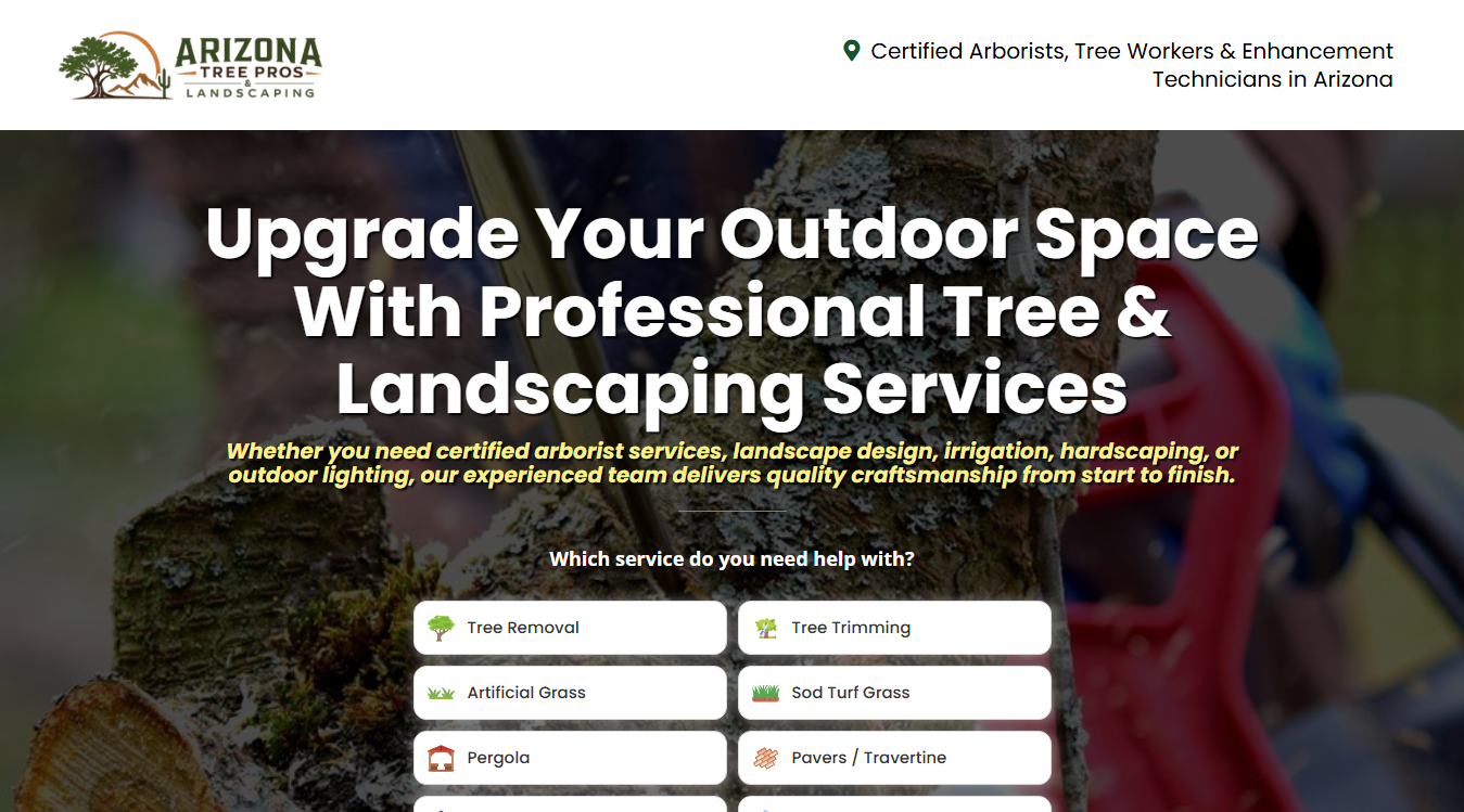 Website screenshot for Tree Pros