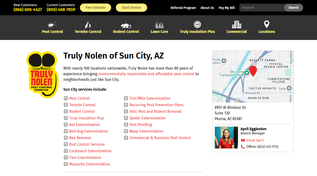 Website screenshot for Truly Nolen Pest & Termite Control