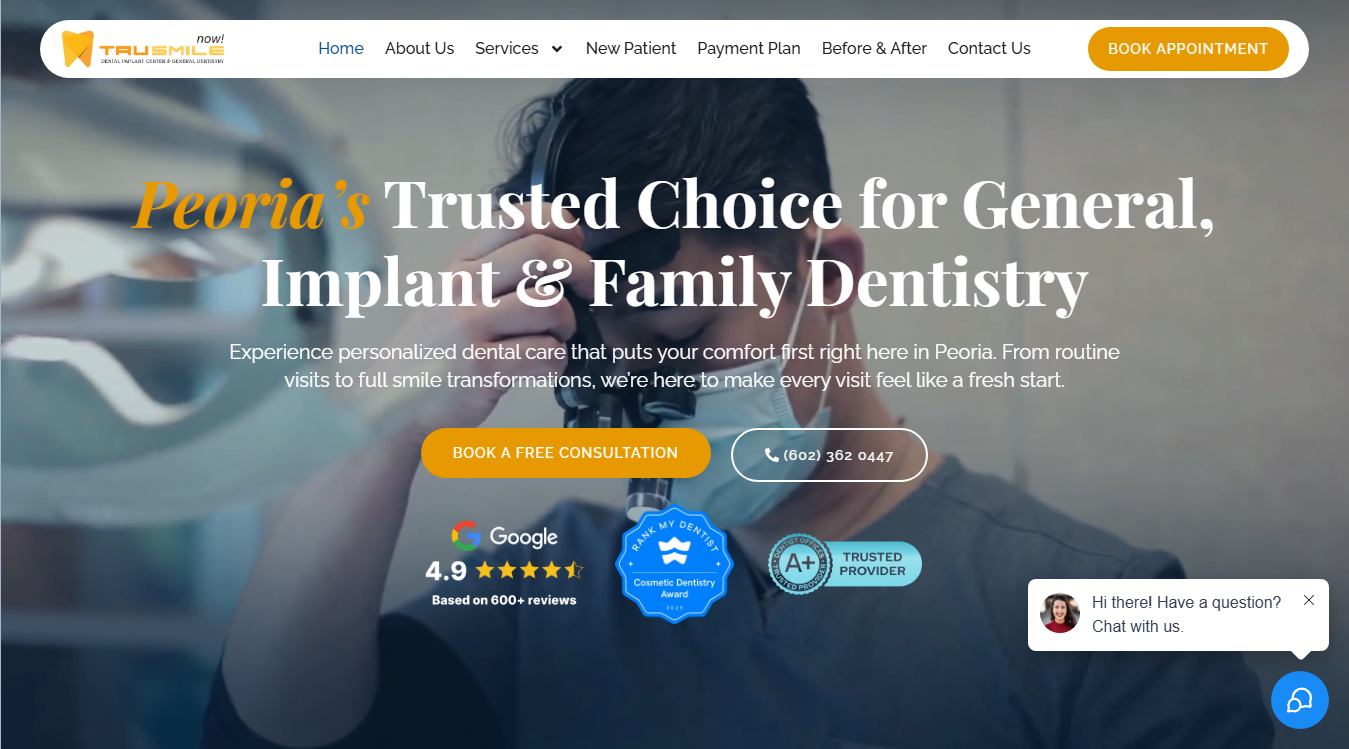 Website screenshot for TruSmile Now