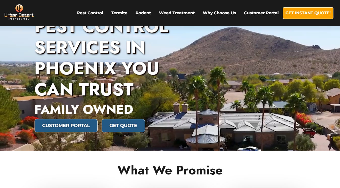 Website screenshot for Urban Desert Pest Control